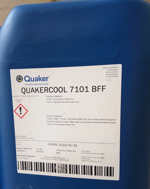 Quakercool 7101 BFF Soğutma Sıvısı Bor Yağı 24Kg