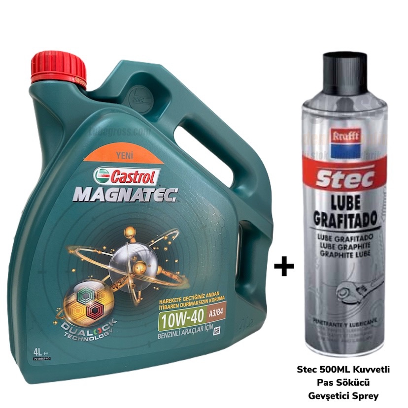 Castrol Magnatec 10W40 A3/B4 4Lt. + Pas Sökücü Sprey
